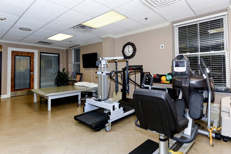 Rehabilitation area with exercise equipment