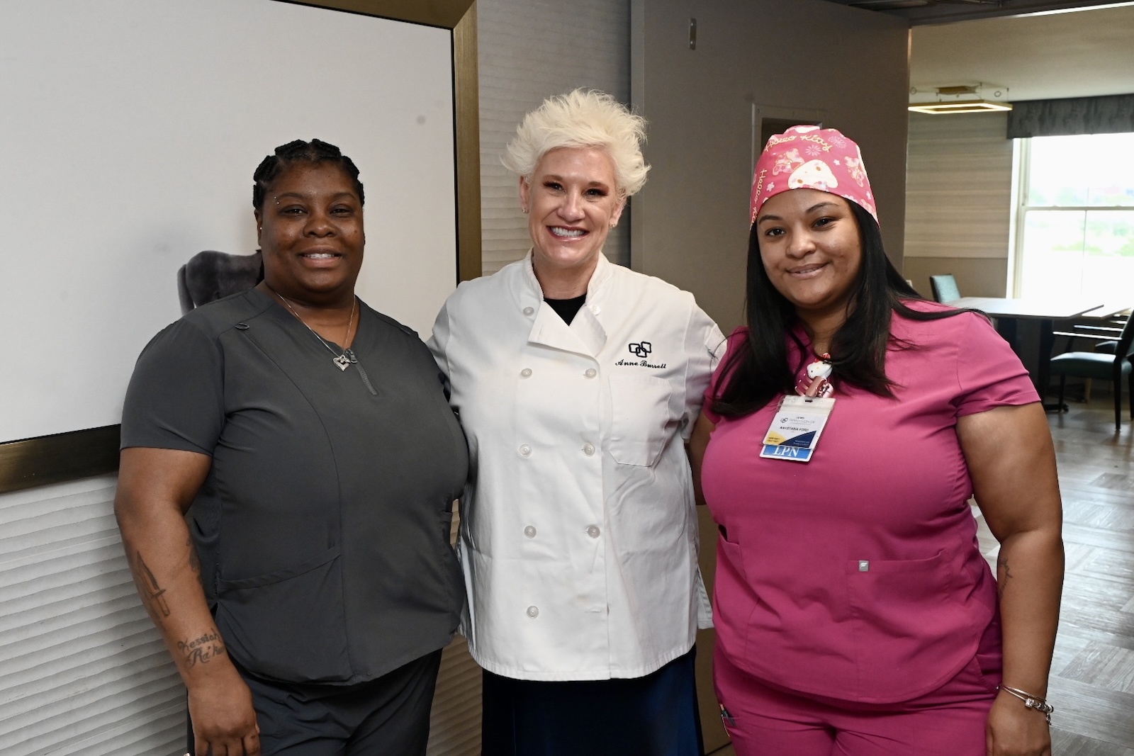Three staff members in a care facility