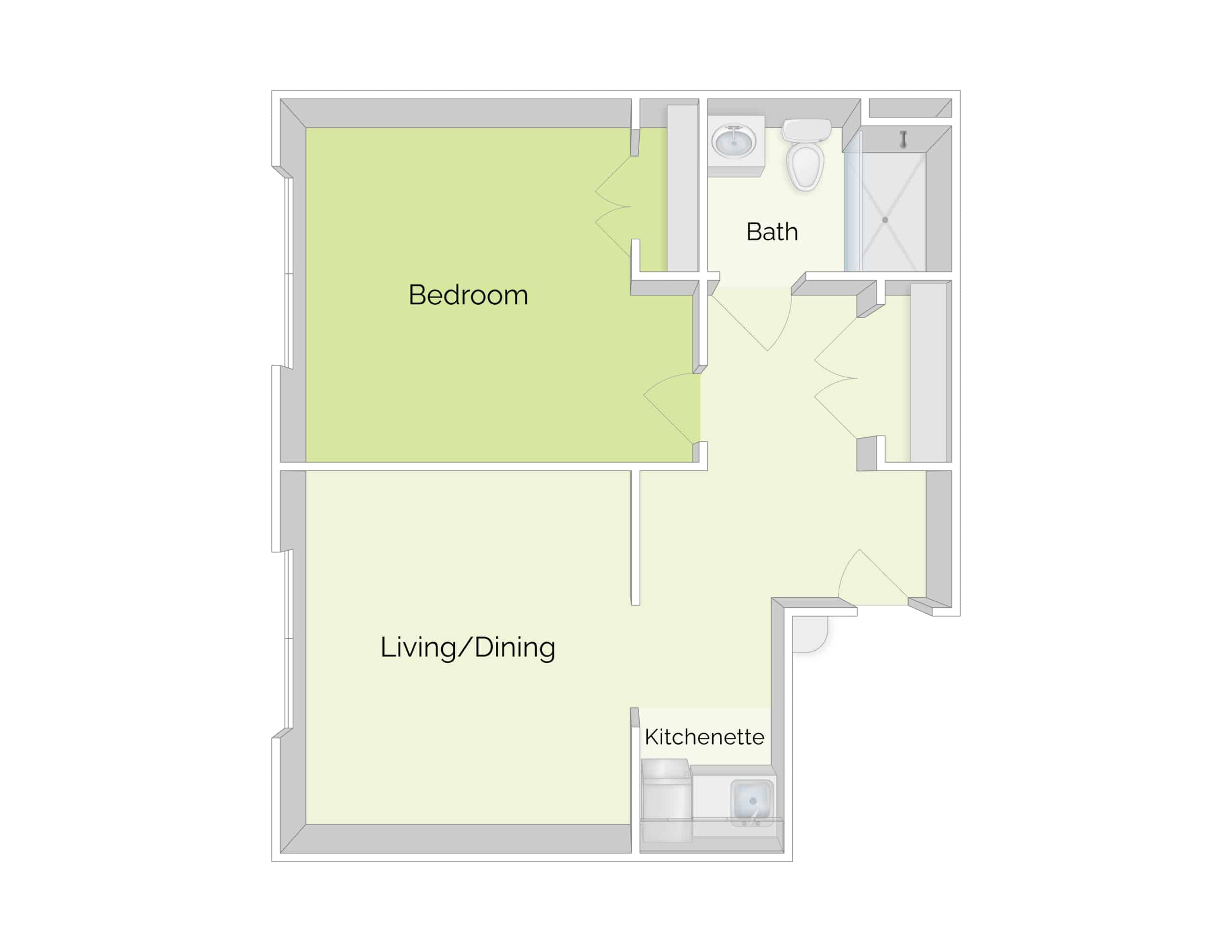 Architectural floor plan of a living space