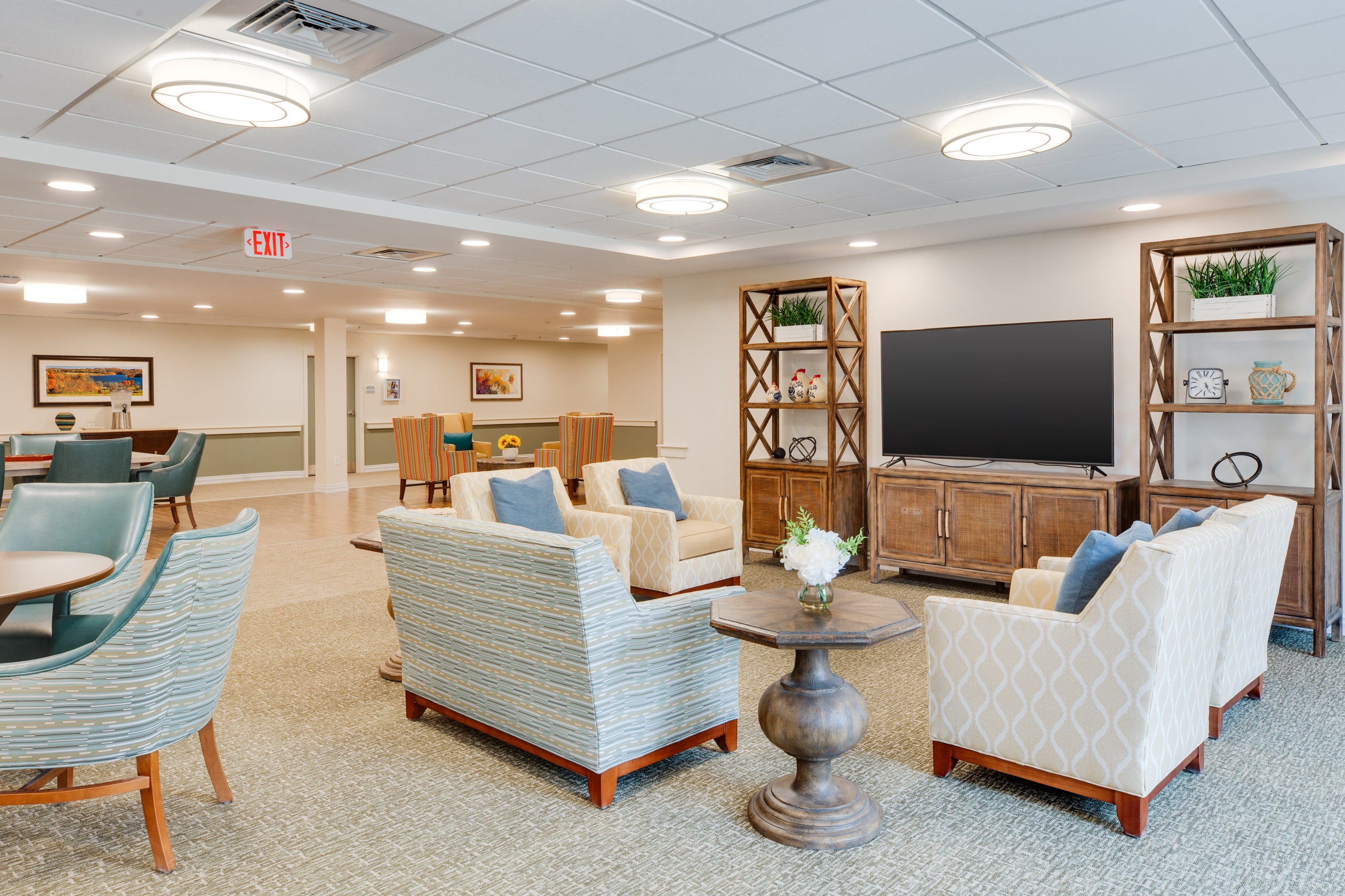 Stylish common area with comfortable seating