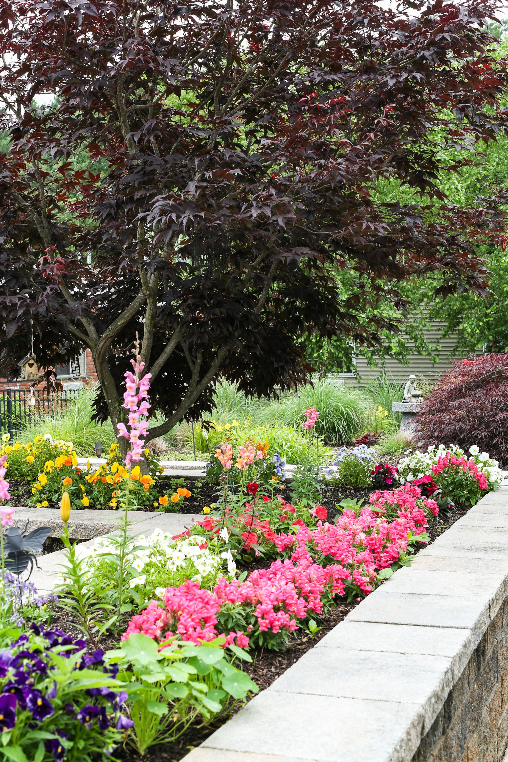 Beautifully landscaped garden with colorful flowers