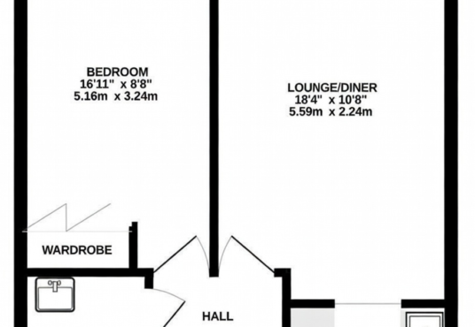 Architectural floor plan of a resident unit