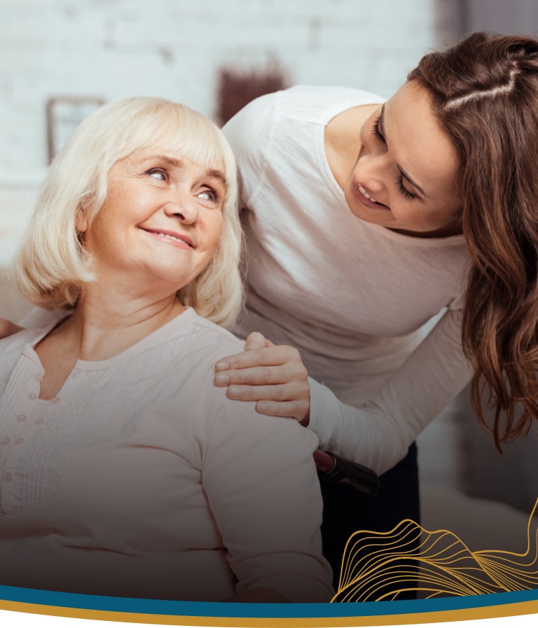 Caregiver interacting with a resident.