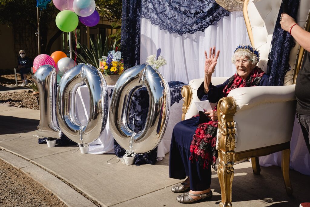 Celebration of a resident's 100th birthday.