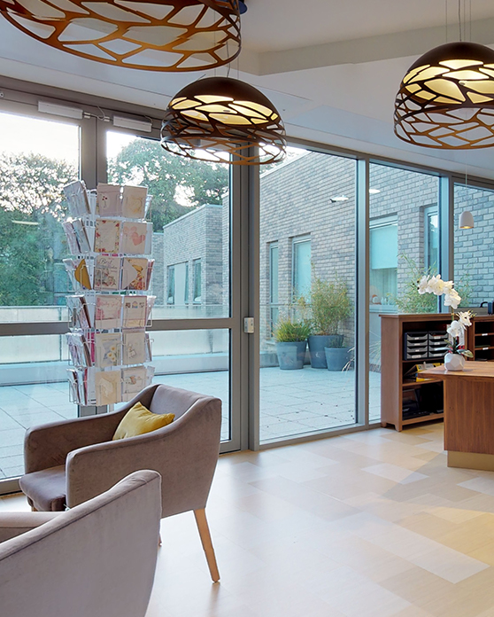 Bright interior space with modern lighting and design.