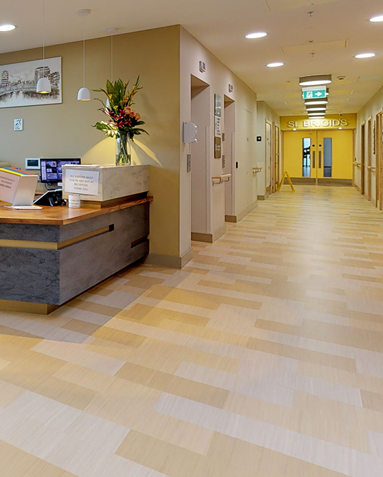 Bright corridor of a nursing home facility
