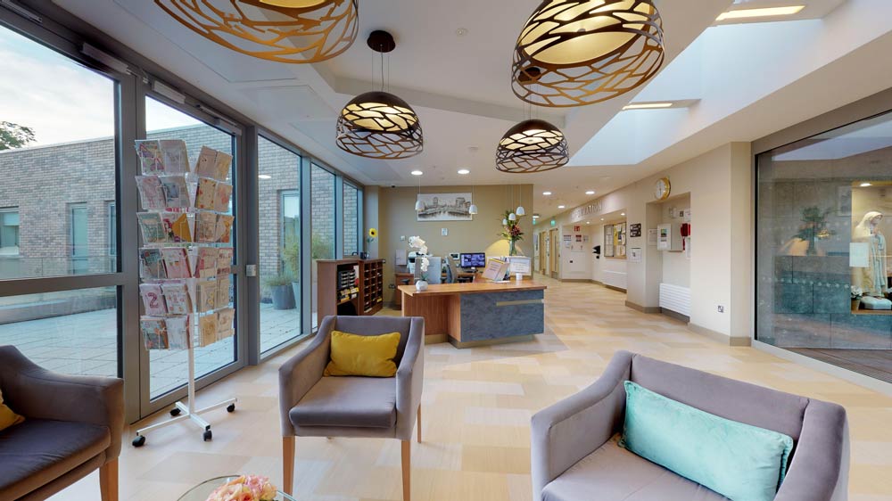 Bright and welcoming interior lobby space