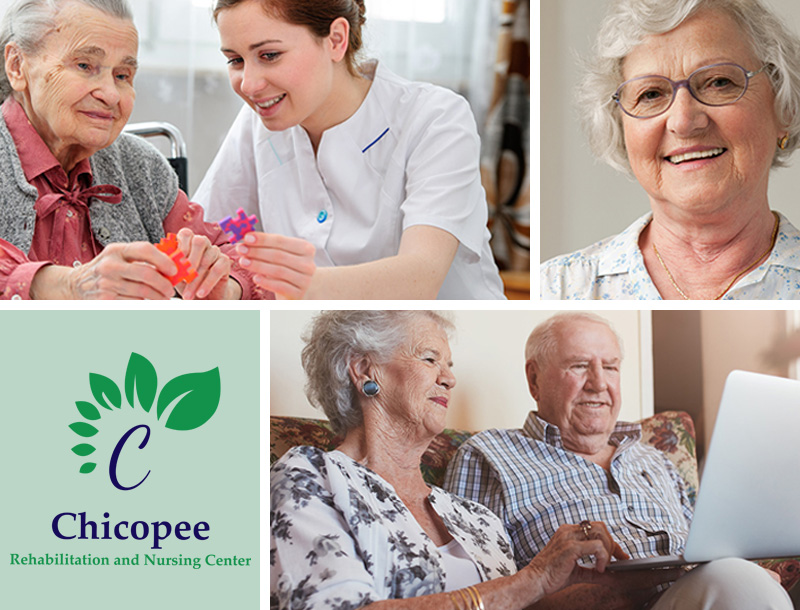 Residents interacting with staff and each other.