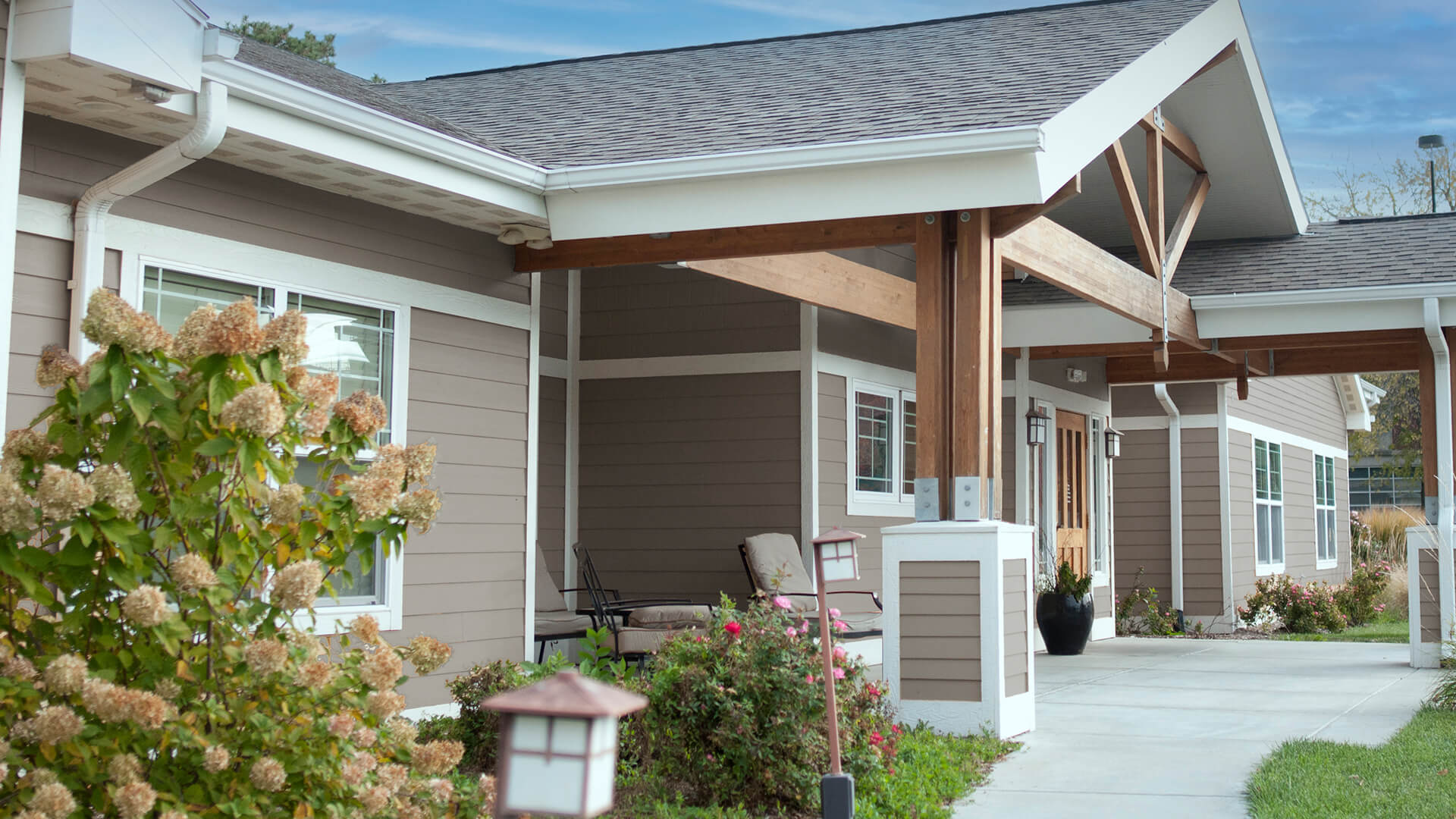 Exterior view of the assisted living facility entrance.