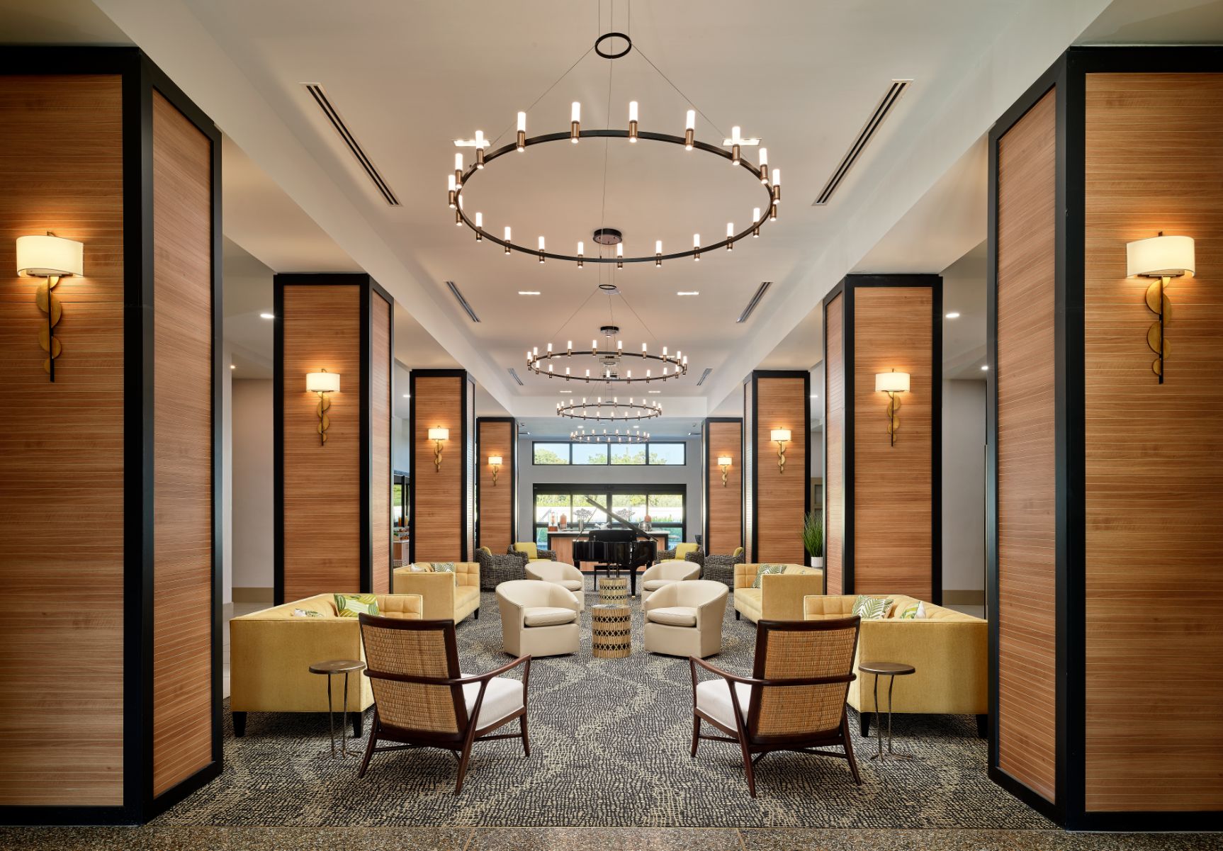 Bright and spacious interior lounge area with seating.