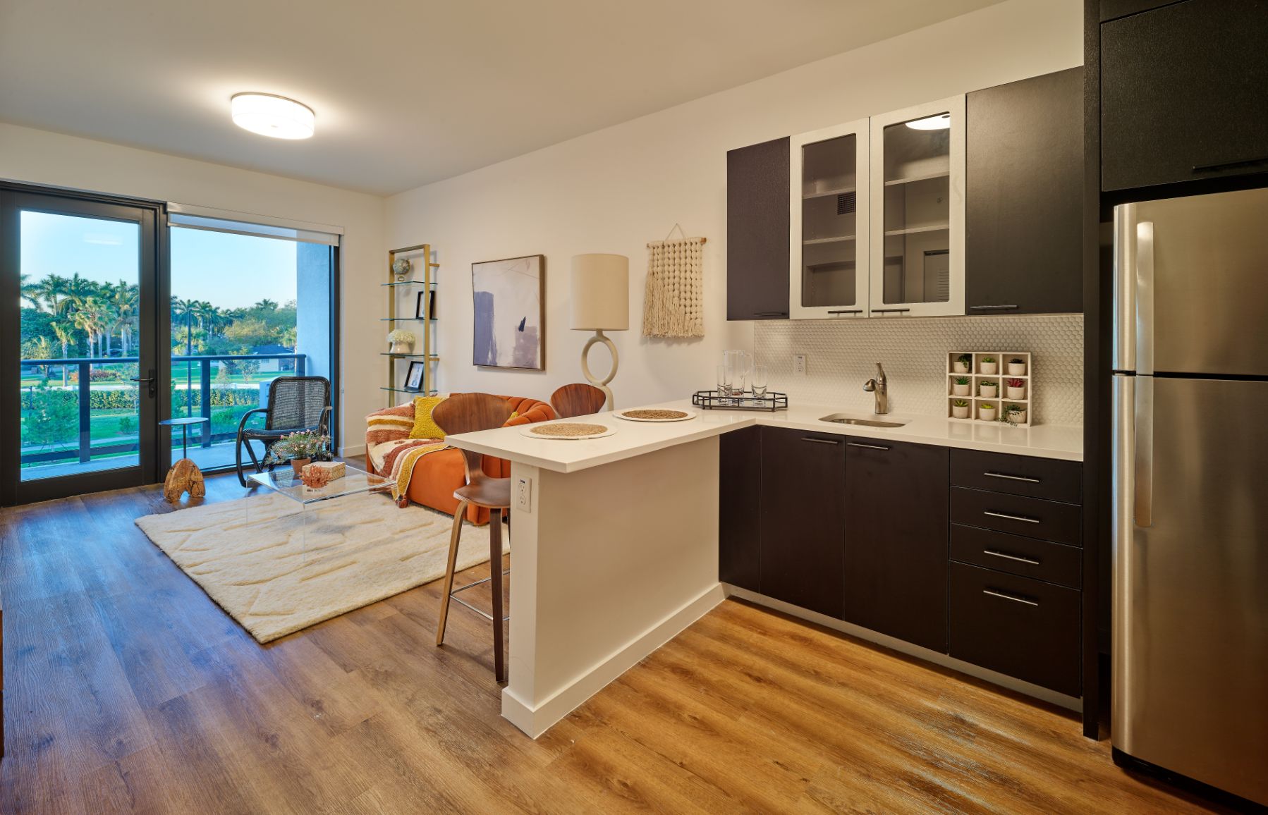 Bright interior of a living space with outdoor view