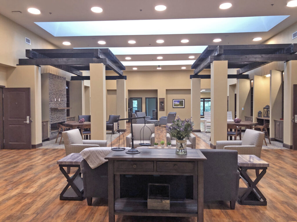 Bright and spacious common area with modern seating