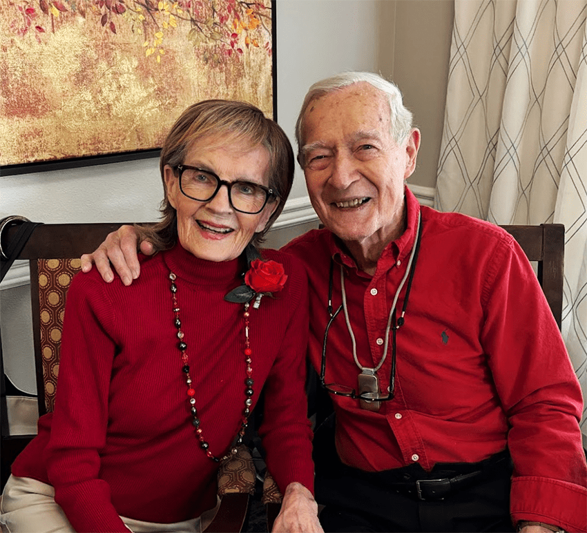 Two residents enjoying a moment together indoors