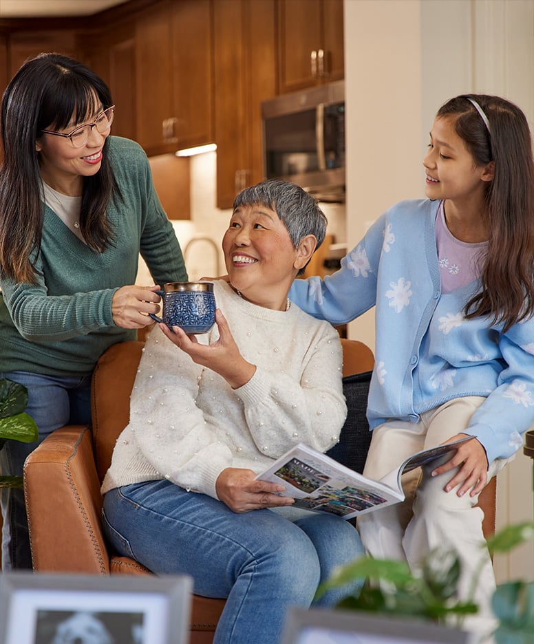 Residents enjoying a cozy moment in a common area