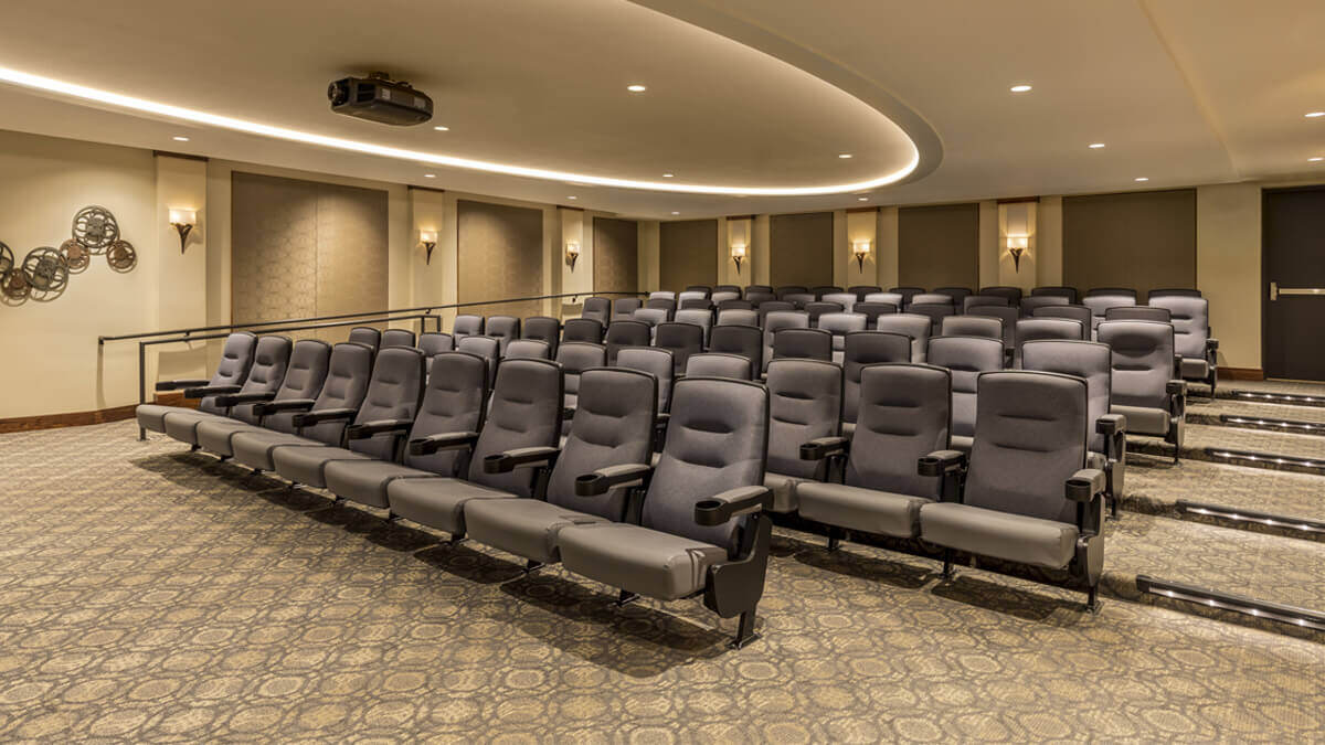 Interior view of a seating area in a theater