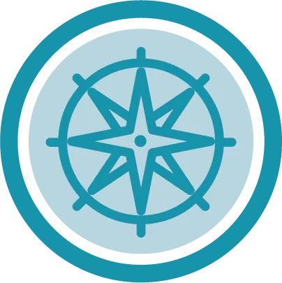 Compass logo with blue and teal design