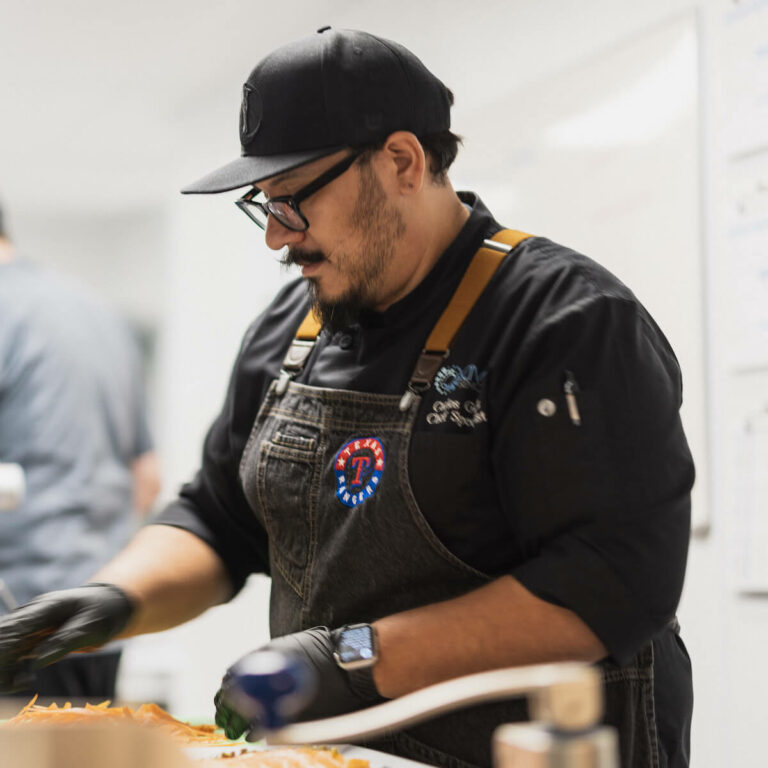 Chef preparing food in a kitchen