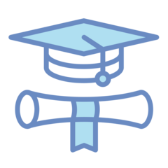 Generic graduation cap and diploma icon