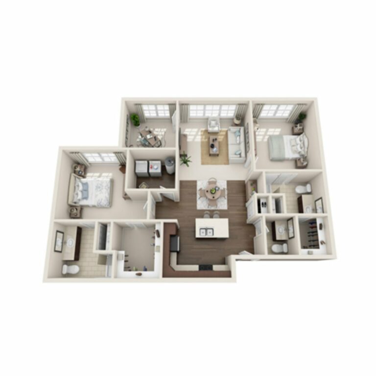 Architectural floor plan of a senior living unit