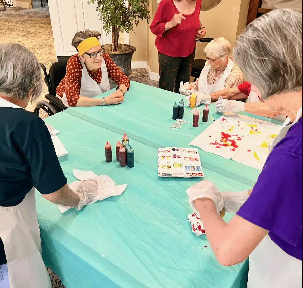 Residents engaged in an arts and crafts activity
