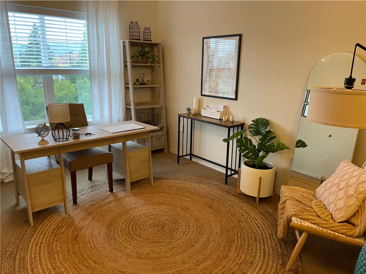 Bright and inviting interior of a resident room