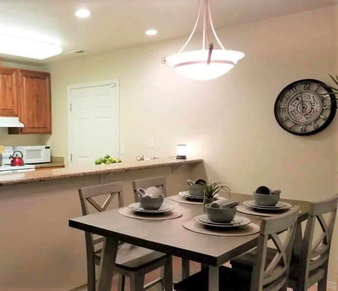 Cozy dining area in a senior living facility