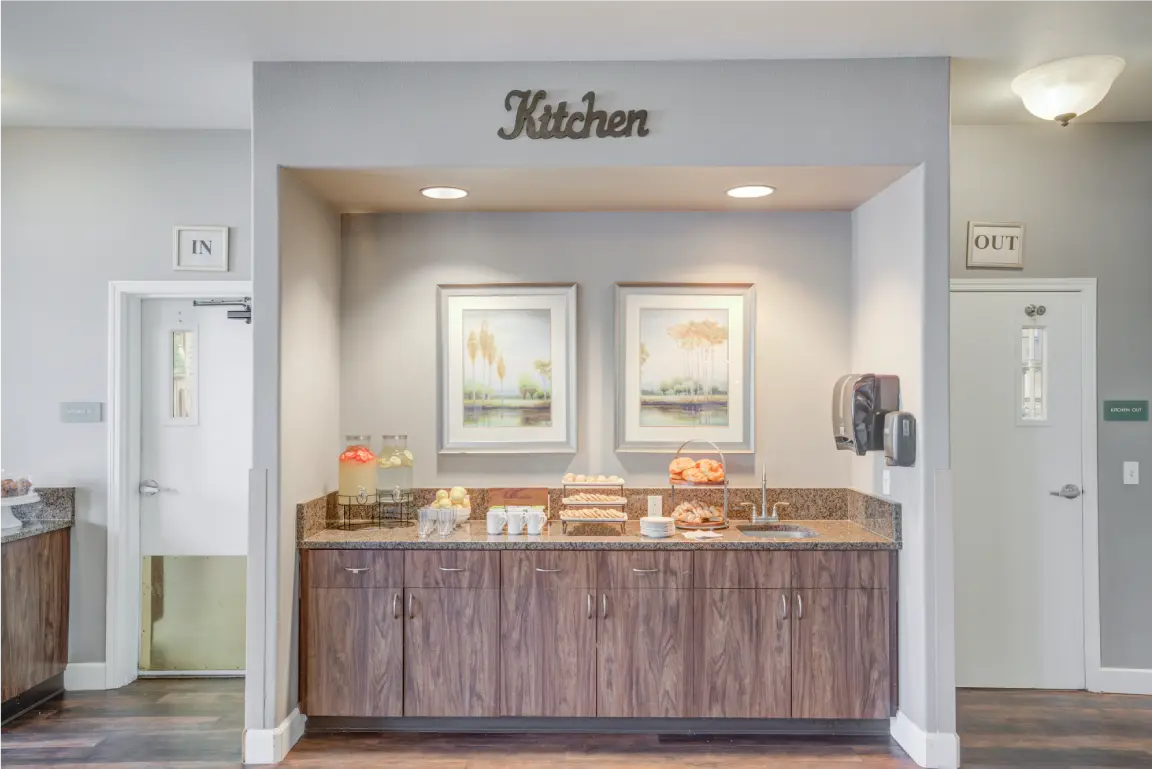 Kitchen area with snacks and refreshments
