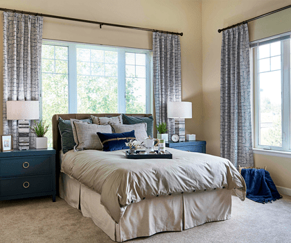 A well-decorated private resident room with natural light