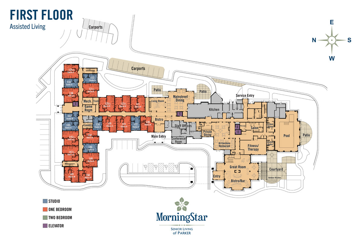 Architectural floor plan for MorningStar Senior Living of Parker