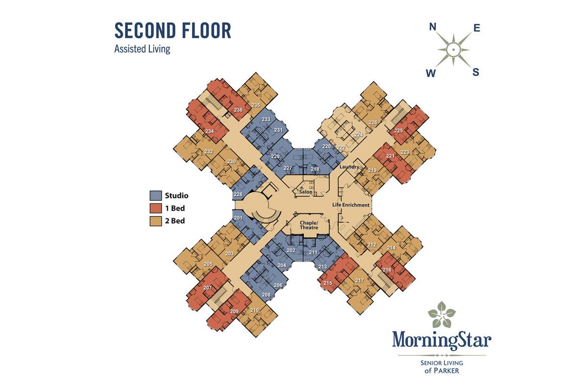 Second floor layout of MorningStar Senior Living