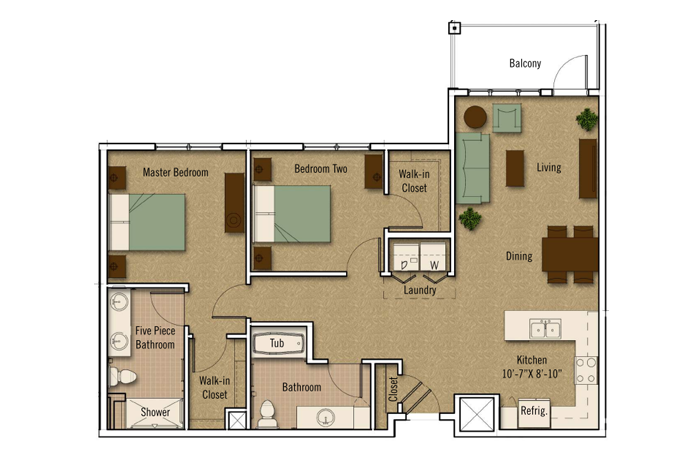Architectural floor plan of a resident unit