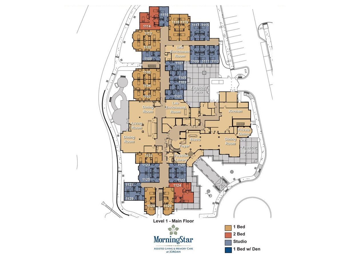 Architectural floor plan of MorningStar Senior Living