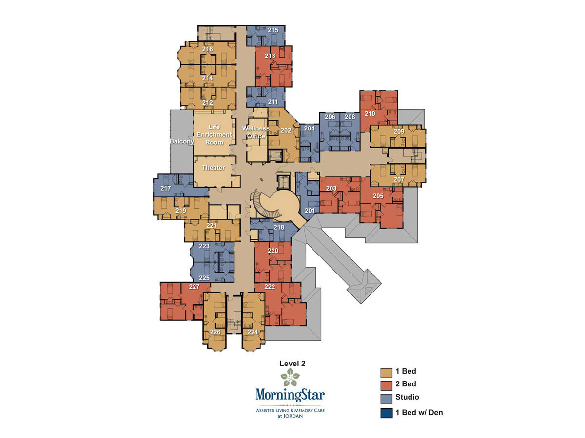 Second floor layout of the facility apartments