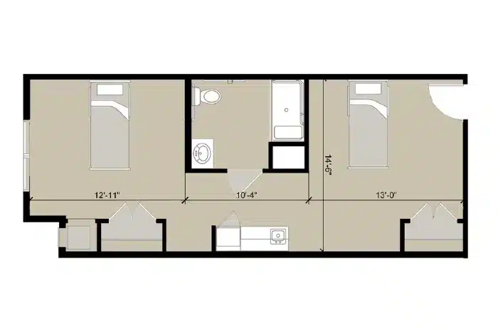 Architectural floor plan of a resident unit