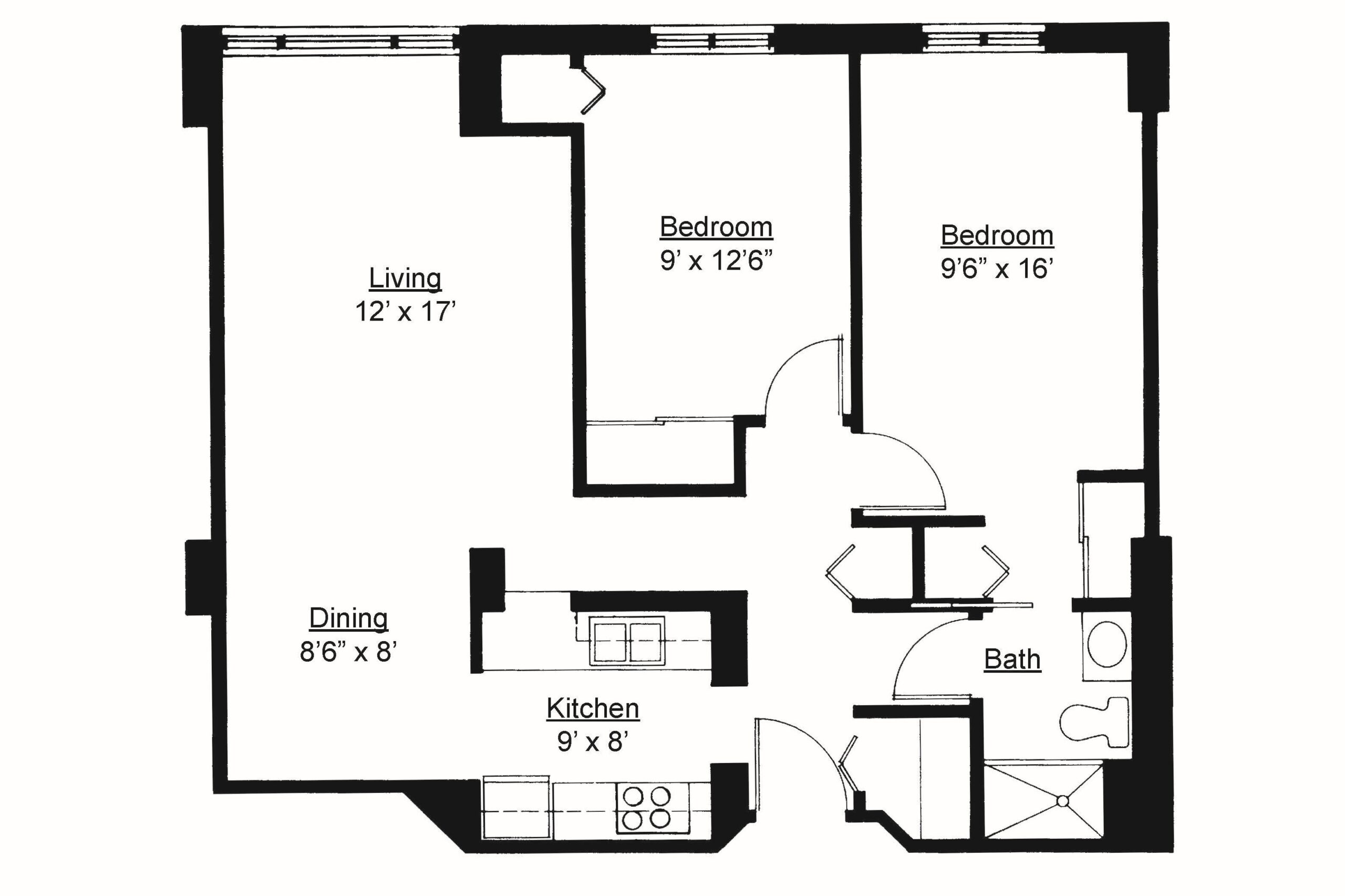 Architectural floor plan of living space layout
