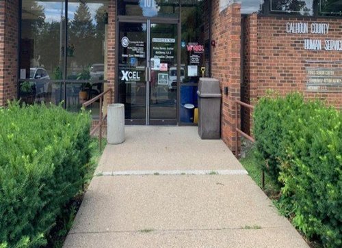 Entrance of the facility with landscaping
