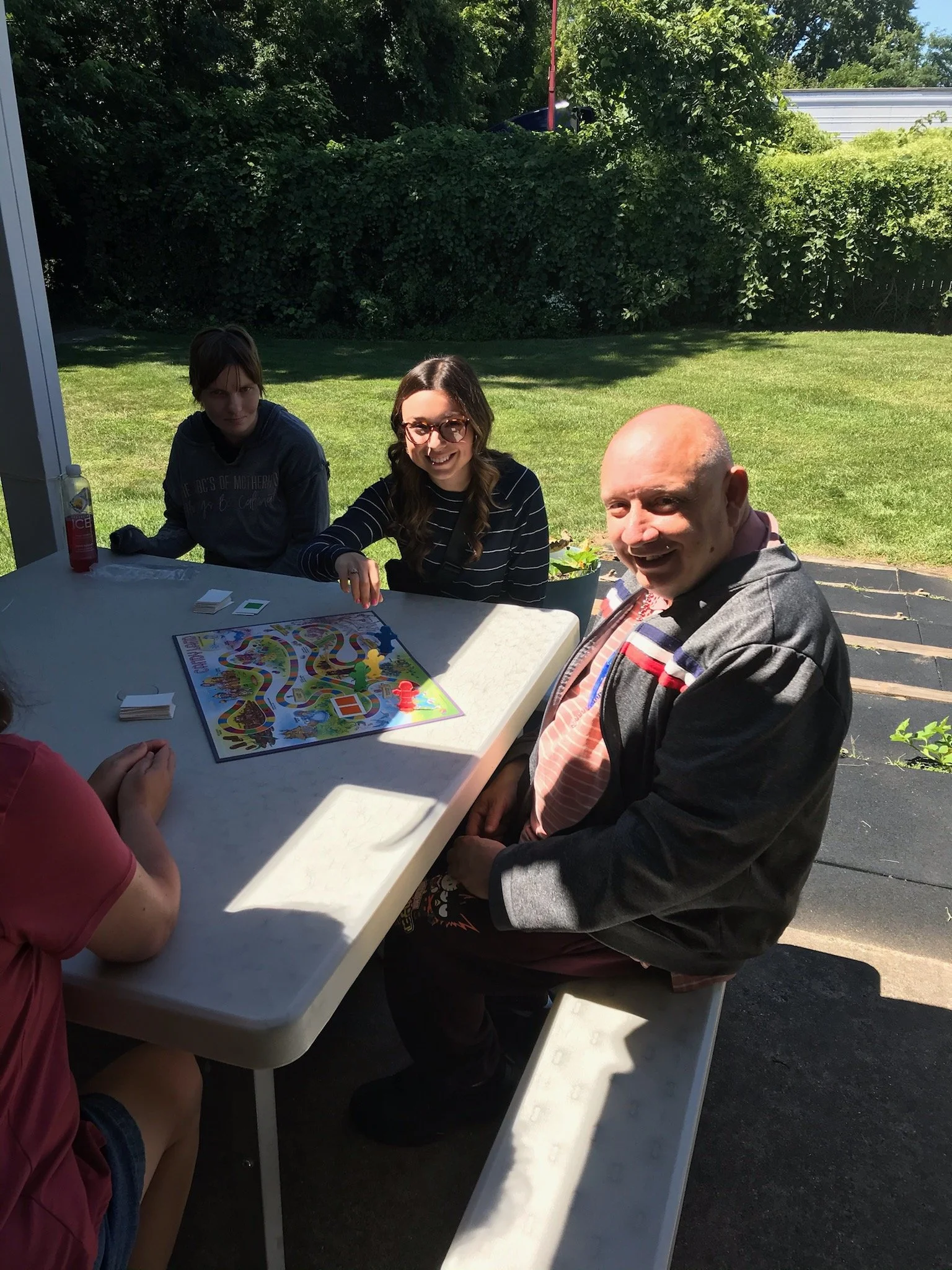 Residents enjoying a game outdoors.