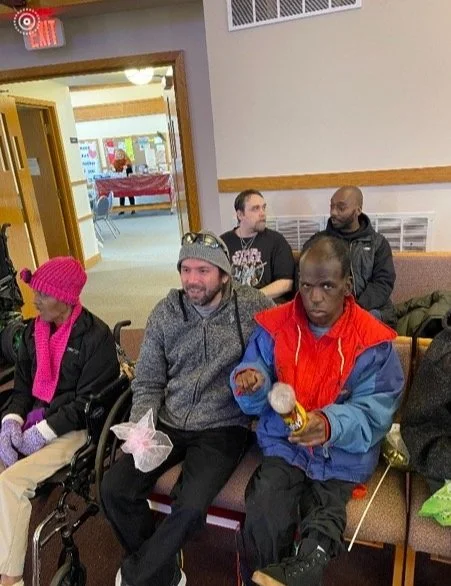 Residents participating in an indoor activity