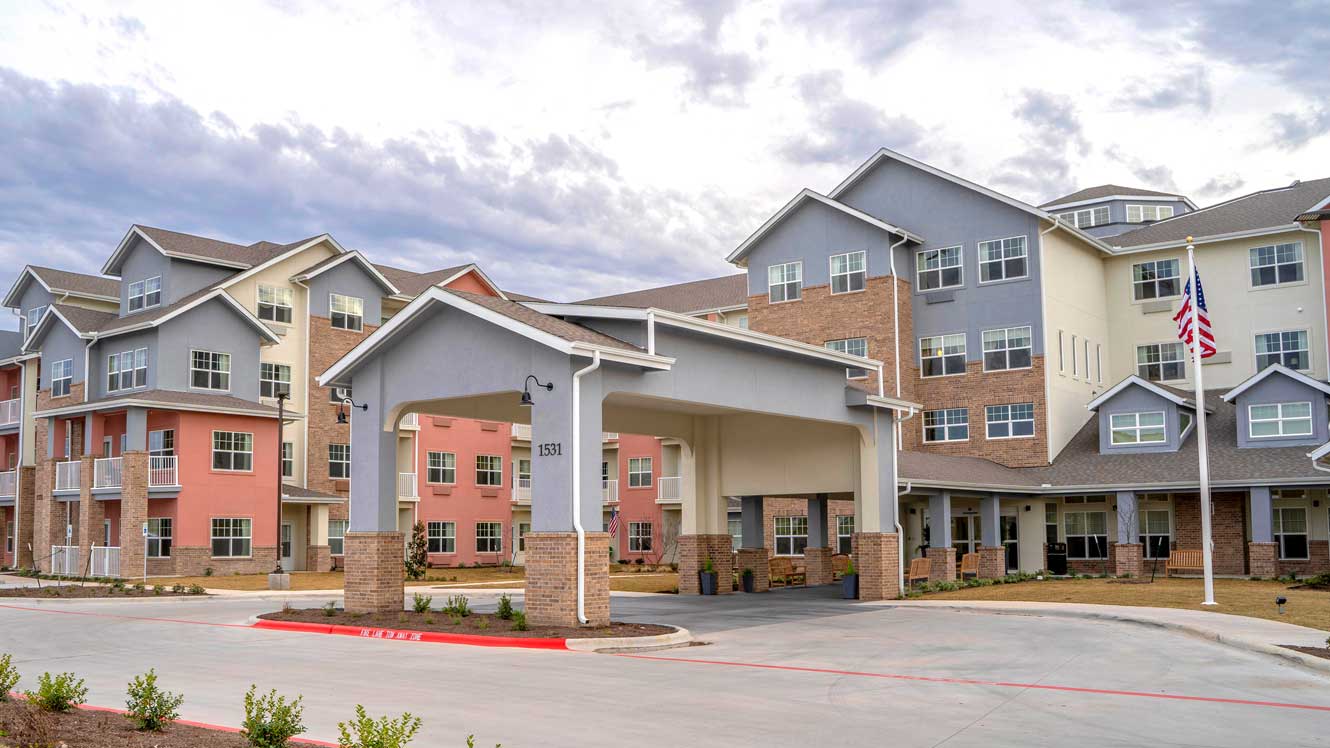 Exterior view of a senior living facility