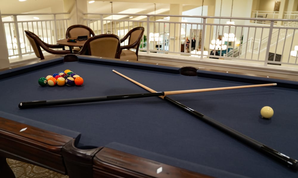 Pool table in the common area of the facility.
