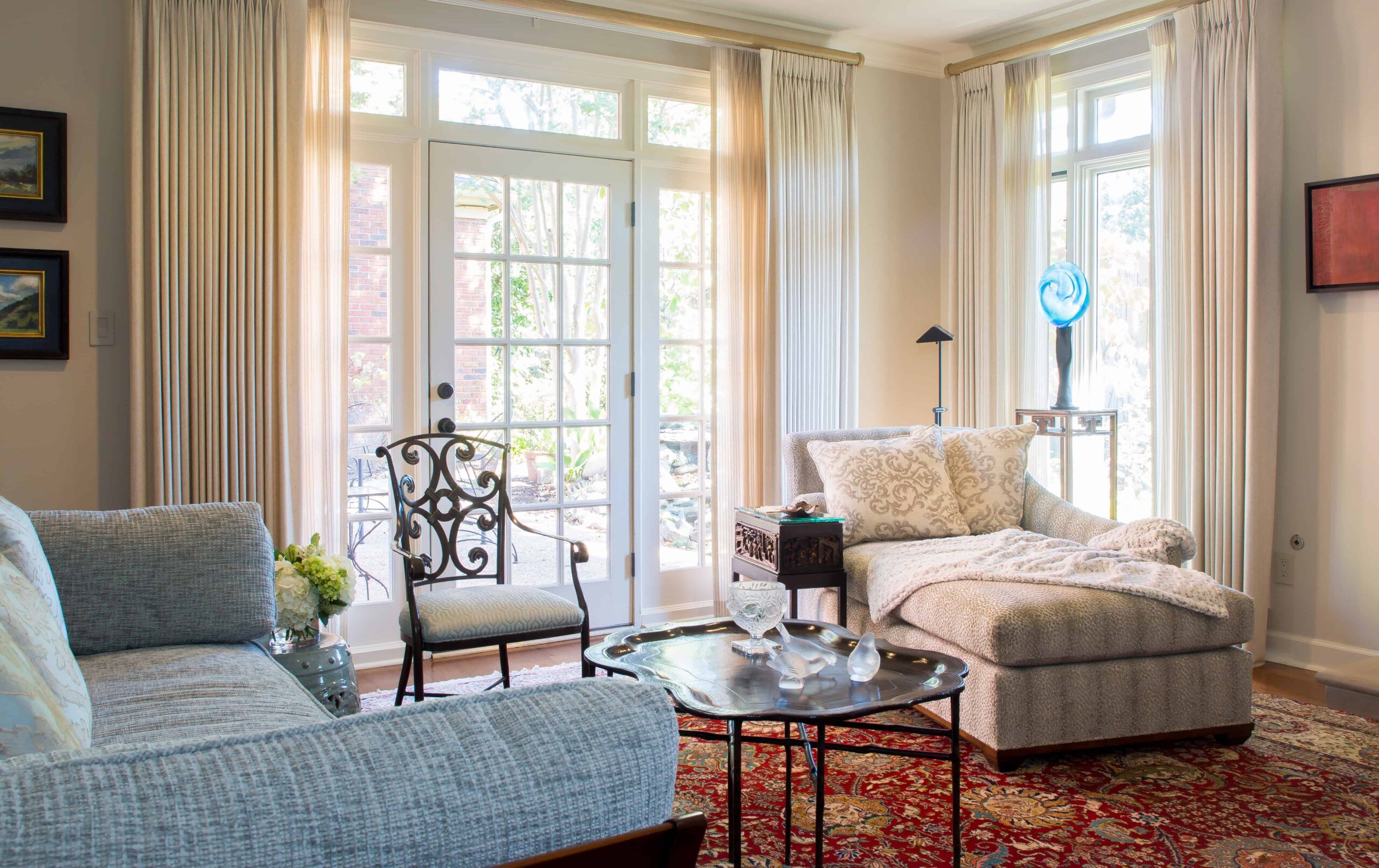 Cozy lounge area with seating and natural light.