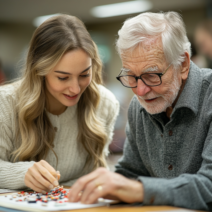 Engaging activity between a staff member and a resident