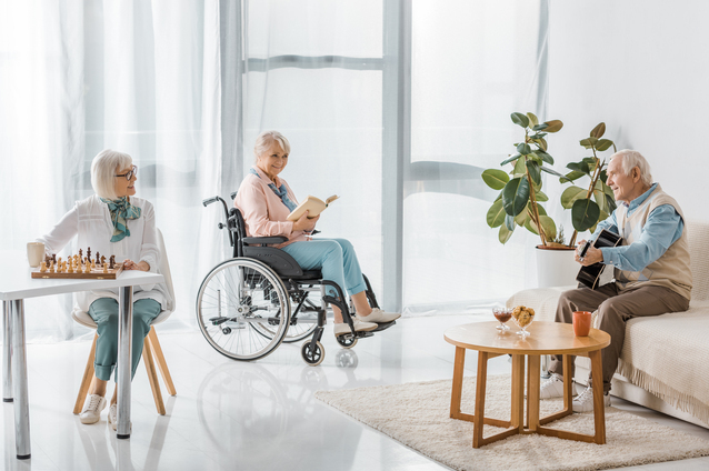 Residents enjoying activities in a common area
