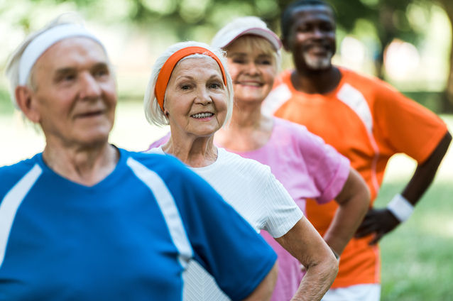 Active seniors participating in outdoor exercise