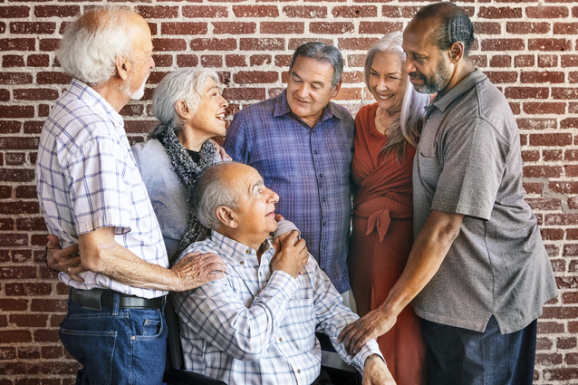 Group of elderly people enjoying a moment together.