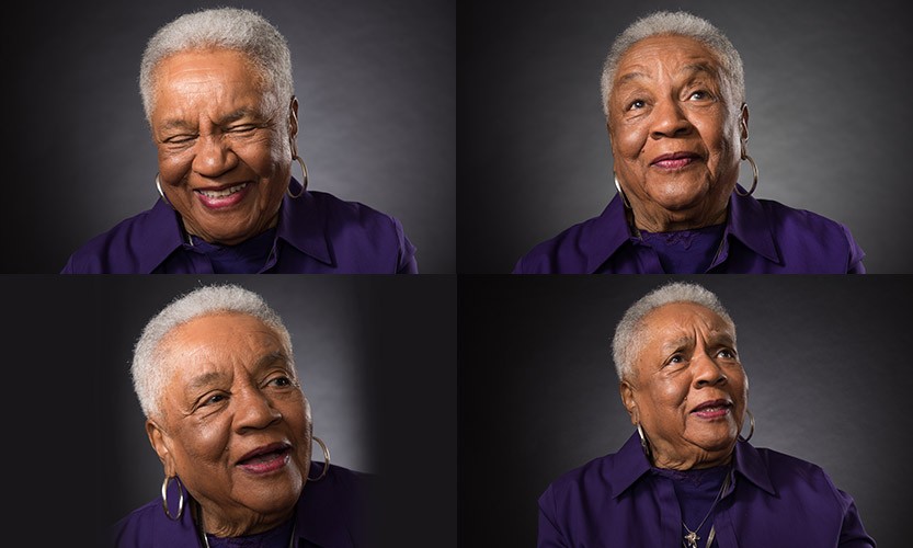 Senior woman smiling and expressing joy