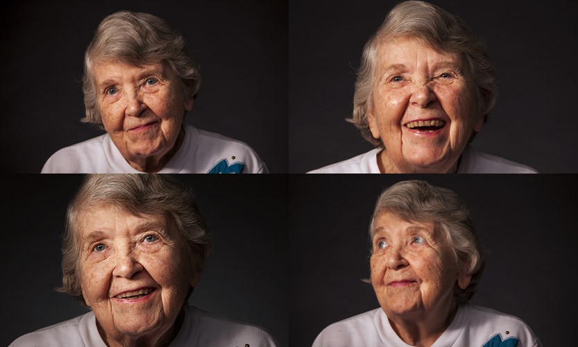 Portraits of an older woman smiling