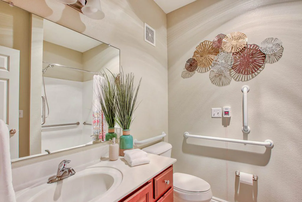 Well-decorated bathroom with modern fixtures