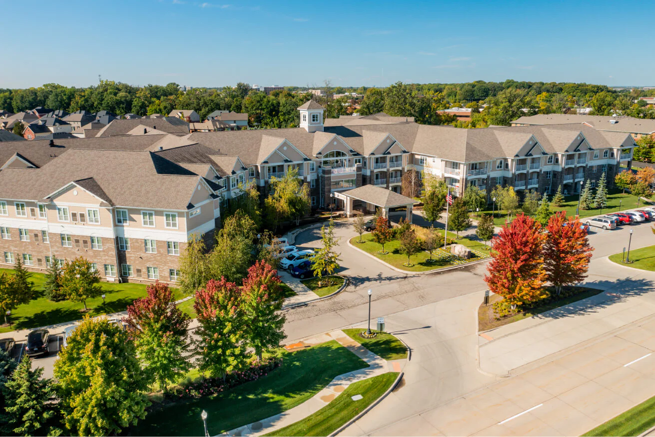 Aerial view of Rose Senior Living Clinton Township