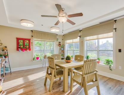 Bright, inviting common area with natural light.